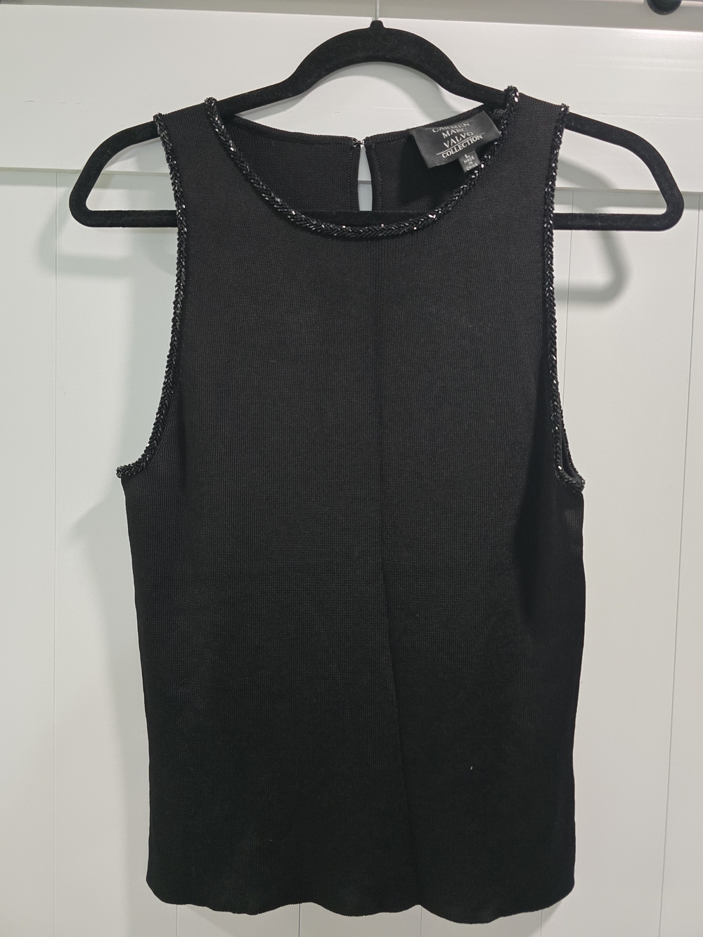 Black Beaded Trim Sleeveless Top